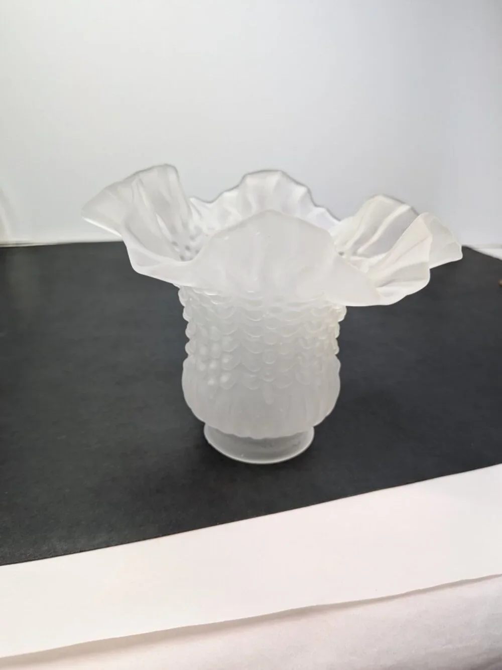 Frosted Glass Beaded Hobnail Tulip Light Shade Replacement Ruffled Edge